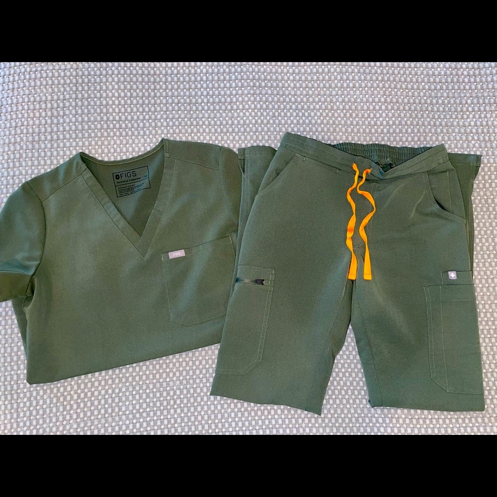 EUC Figs Scrub Set Moss Color Limited Edition XS/XXS